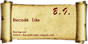Becsák Ida névjegykártya